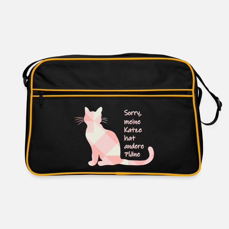 Katzenspruch - Sorry, meine Katze hat andere Pläne - Retro Tasche - Schwarz/Gold