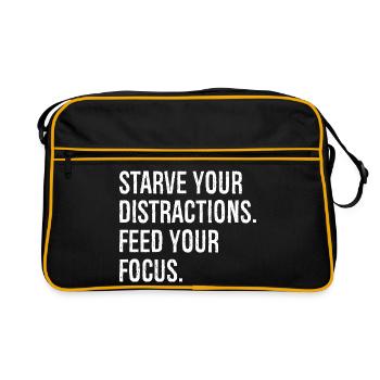 Affamez vos distractions, nourrissez votre concentration - Sac Retro - noir/or - Devant