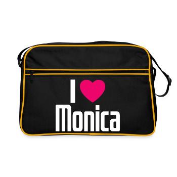 I Love Monica Pinkes Herz Ich liebe Monica - Retro Tasche - Schwarz/Gold - Vorne
