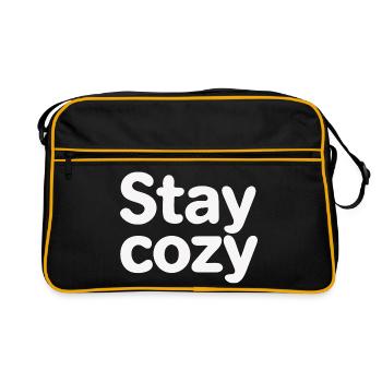 Stay Cozy : Typographie ludique en bulle - Sac Retro - noir/or - Devant