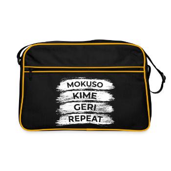 Mokuso Kime Geri Wiederholen - Retro Tasche - Schwarz/Gold - Vorne