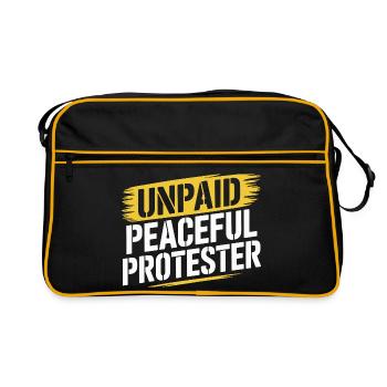 Unpaid Peaceful Protester Demo Slogan Activist - Retro Bag - black/gold - Front
