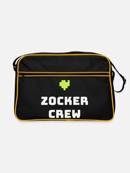 Gamer Crew Gamer Gaming Pixel Console Cadeau - Sac Retro - noir/or - Devant