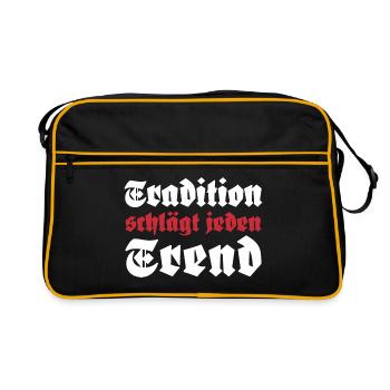 Tradition schlägt jeden Trend - Retro Tasche - Schwarz/Gold - Vorne