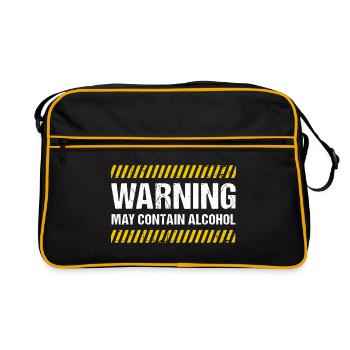 Warning May Contain Alcohol - Retro Tasche - Schwarz/Gold - Vorne