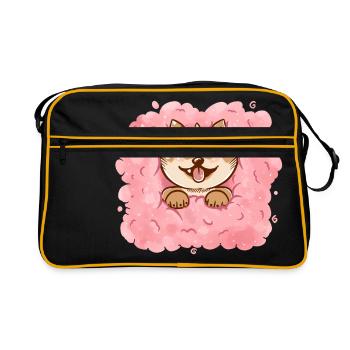 Cotton Candy Shiba Inu - Retro Bag - black/gold - Front