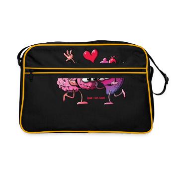 Cœur et cerveau : une eternelle histoire d'amour - Sac Retro - noir/or - Devant