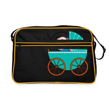 Kinderwagen / Buggy / Baby - Retro Tasche - Schwarz/Gold - Vorne