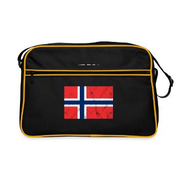 Norwegen Flagge - Retro Tasche - Schwarz/Gold - Vorne