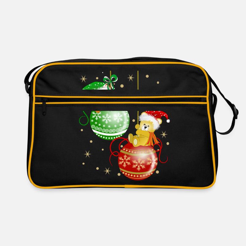 Bärchen auf Weihnachtskugeln Bär Weihnachtsdeko Retro Tasche