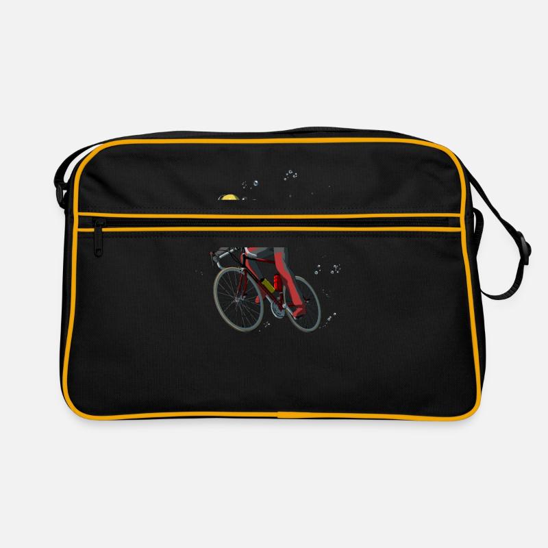 Fahrradfahrer Taucher Geschenk Diving - Retro Tasche - Schwarz/Gold