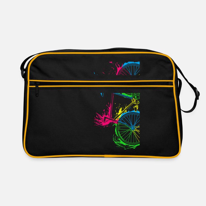 Fahrrad Radfahrer Geschenk - Retro Tasche - Schwarz/Gold
