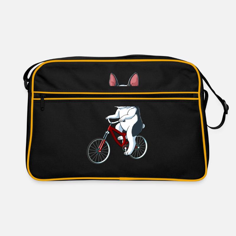 French Bulldog on a Bicycle Retro Bag