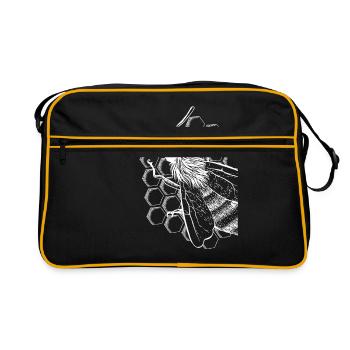 Abeille apiculteur cadeau motif miel - Sac Retro - noir/or - Devant