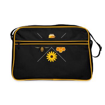 Abeille apiculteur cadeau motif miel - Sac Retro - noir/or - Devant