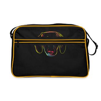 Strich Dackel - Retro Tasche - Schwarz/Gold - Vorne