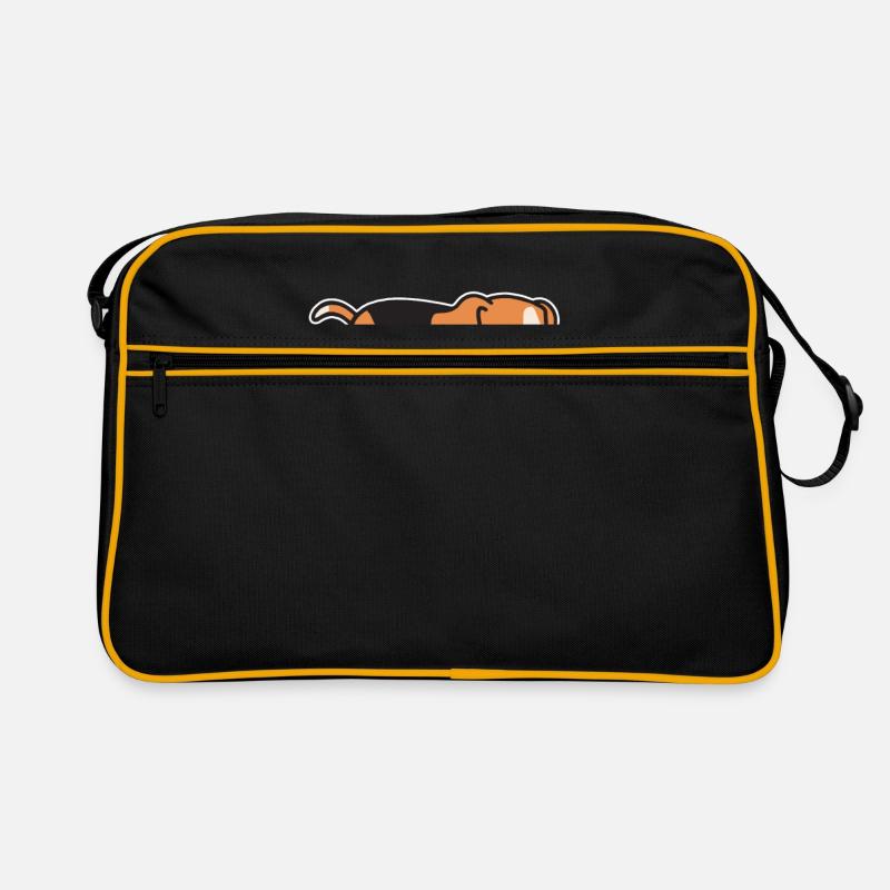 Beagle Hund - Retro Tasche - Schwarz/Gold