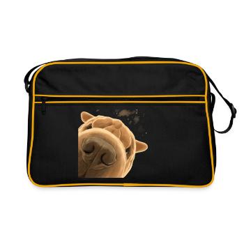 Chien Shar Pei curieux - Sac Retro - noir/or - Devant