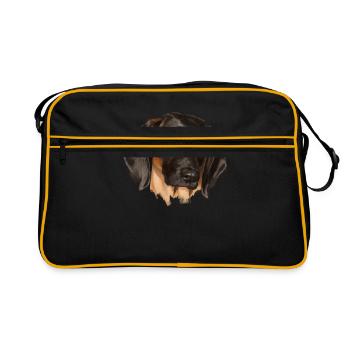 Bayerischer Gebirgsschweißhund - Retro Tasche - Schwarz/Gold - Vorne