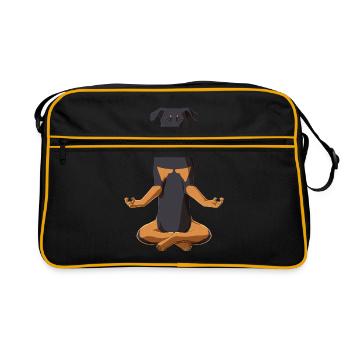 Beauceron Hund Meditation - Retro Tasche - Schwarz/Gold - Vorne