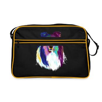 Colored Rough Collie Dog - Retro Bag - black/gold - Front