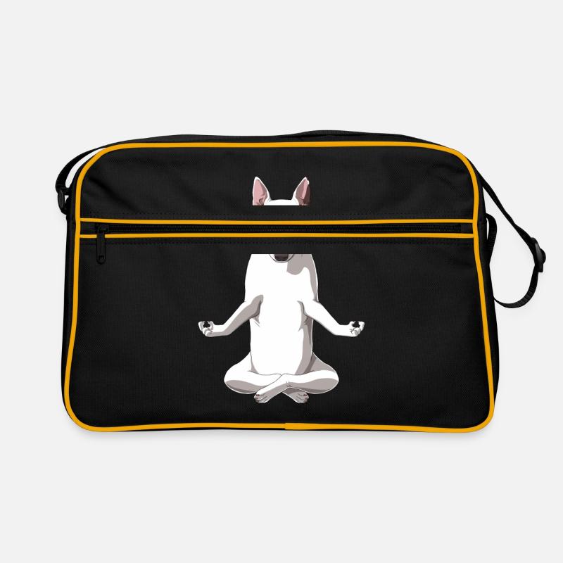 Meditierender Bullterrier Hund Retro Tasche