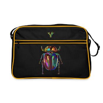 Farbiger Nashornkäfer - Retro Tasche - Schwarz/Gold - Vorne