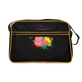 Farbiger Wurm - Retro Tasche - Schwarz/Gold - Vorne