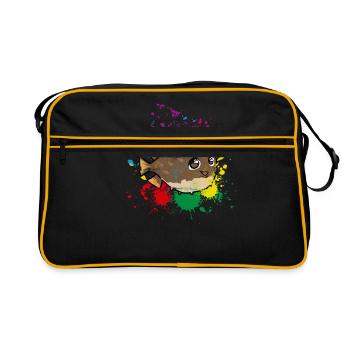 Colored Puffer fish - Retro Bag - black/gold - Front