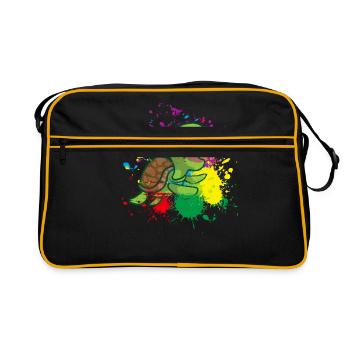 Farbige Schildkröte - Retro Tasche - Schwarz/Gold - Vorne