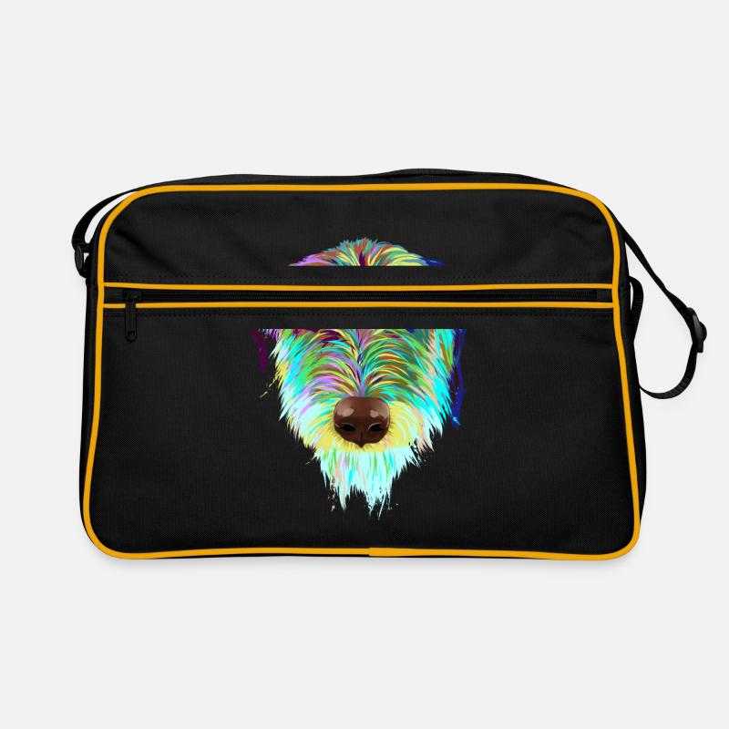 Splash Irischer Wolfshund Hund - Retro Tasche - Schwarz/Gold