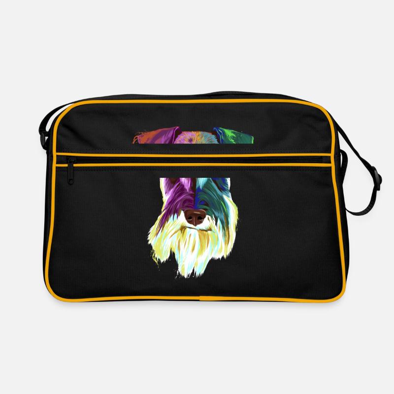 Splash Schnauzer Hund - Retro Tasche - Schwarz/Gold