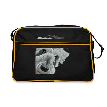 Curious Schnauzer Dog - Retro Bag - black/gold - Front