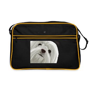 Curious Maltese Dog - Retro Bag - black/gold - Front