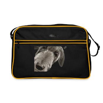 Curious Deerhound Dog - Retro Bag - black/gold - Front