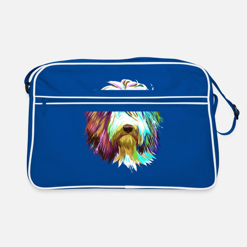 Splash Bearded Collie Hund Retro Tasche