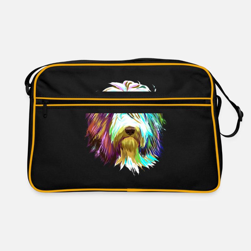 Splash Bearded Collie Dog Retro Bag