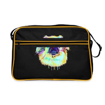 Splash TibetSpaniel Hund - Retro Tasche - Schwarz/Gold - Vorne