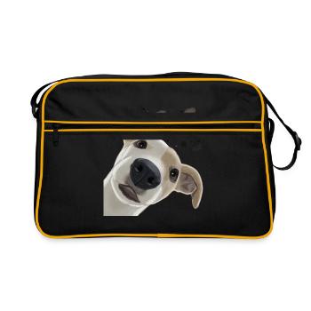 Curious Whippet Dog - Retro Bag - black/gold - Front