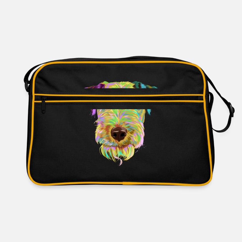 Splash Welsh Terrier Hund - Retro Tasche - Schwarz/Gold