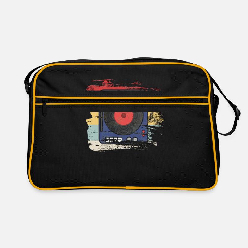 Retro 80er 90er Plattenspieler - Retro Tasche - Schwarz/Gold