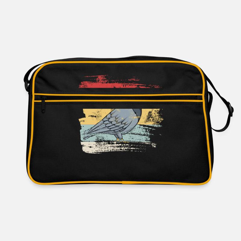 Retro Vogel Taube - Retro Tasche - Schwarz/Gold