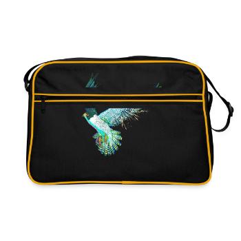 Oiseau volant Faucon pèlerin coloré - Sac Retro - noir/or - Devant