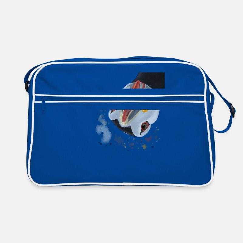 Neugieriger Vogel Papageientaucher Retro Tasche