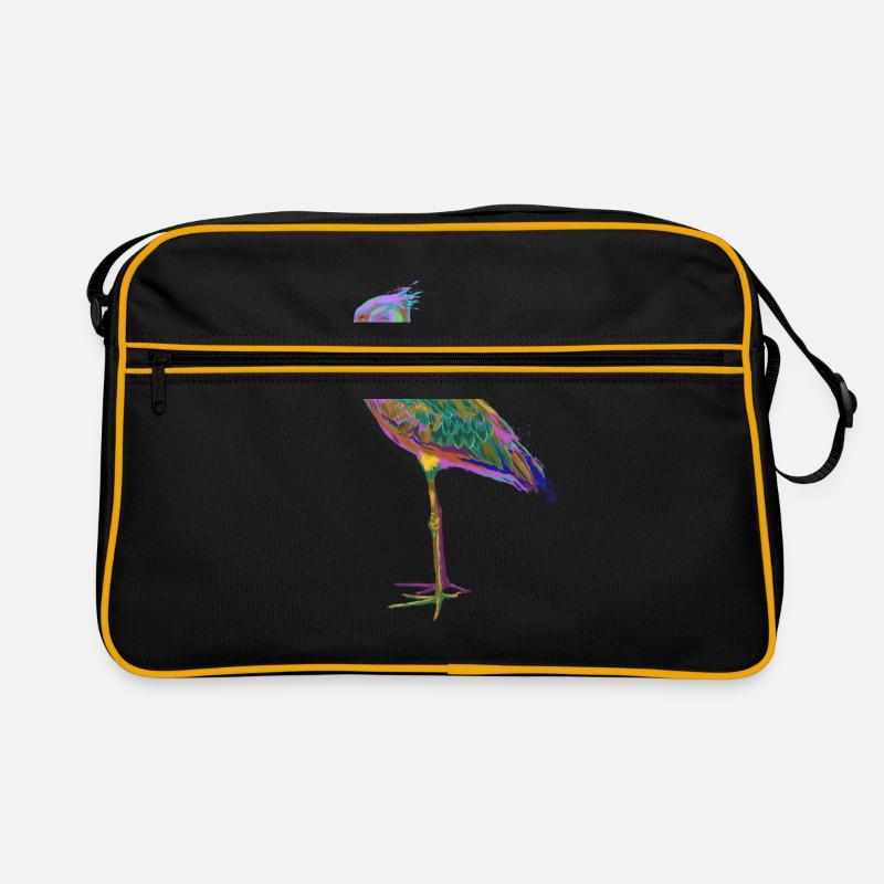 Bunter Splash Vogel Schuhschnabel Retro Tasche