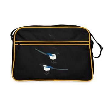 Drôles d’oiseaux Pie - Sac Retro - noir/or - Devant