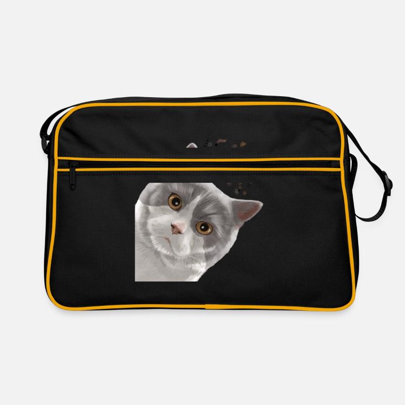 Neugierige Bi-Colour Britisch Kurzhaar Katze Retro Tasche