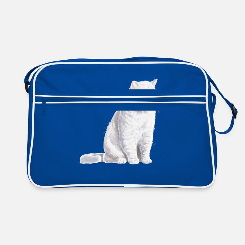 Sitting White British Shorthair Cat Retro Bag
