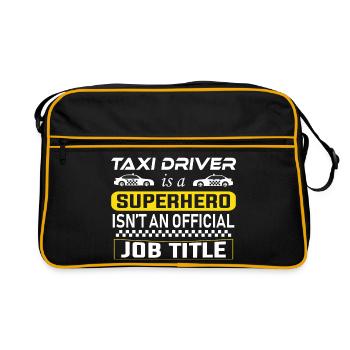 Superheld Taxi Fahrer Spruch - Retro Tasche - Schwarz/Gold - Vorne