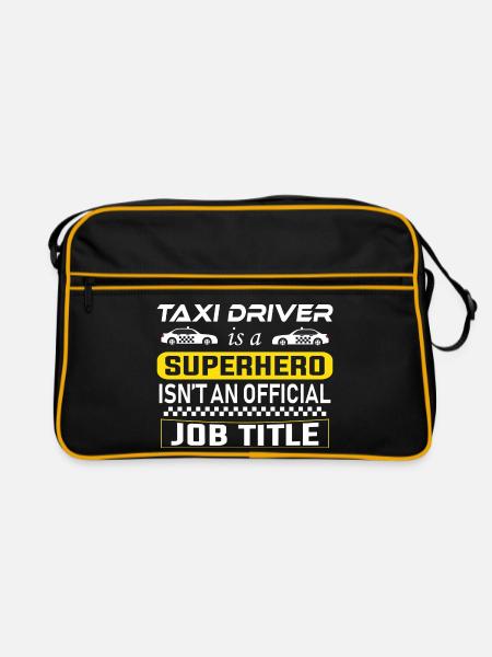 Superhero Taxi Driver Saying - Retro Bag - black/gold - Front